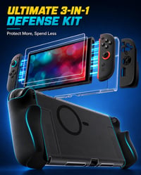 iVoler 5 v 1 súprava puzdier na Nintendo Switch 2, dokovateľné, magnetické – priehľadná čierna 4
