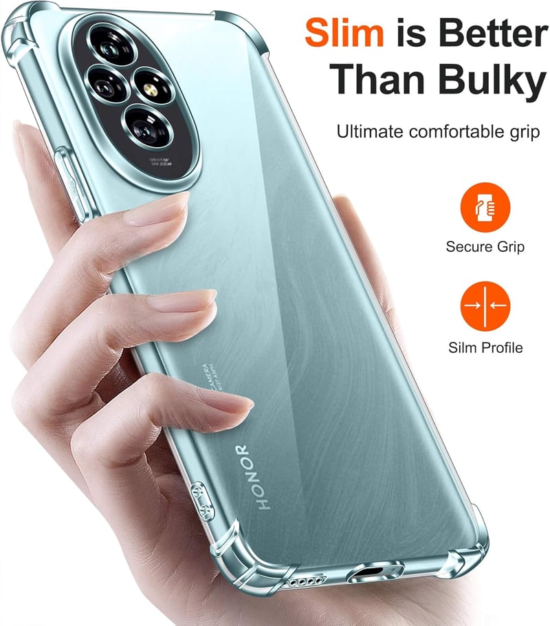 ivoler Átlátszó Szilikon Tok Honor 200 5G Telefonhoz - Ütésálló Sarkokkal, Vékony, Puha TPU Védőtok Karcálló Borítás