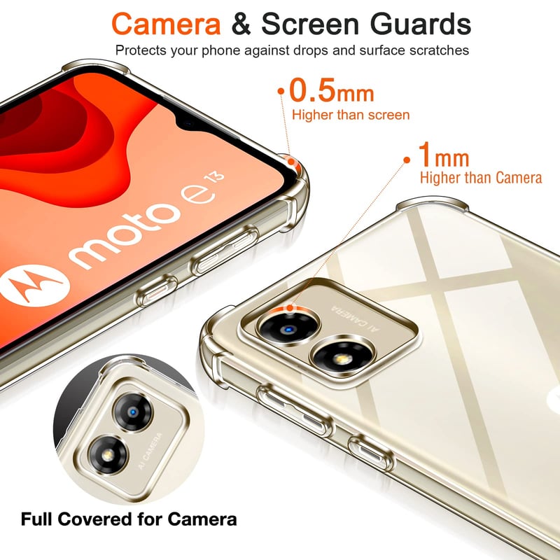 Husă ivoler din silicon transparent pentru Motorola Moto E13, cu colțuri rezistente la șocuri, carcasă subțire și flexibilă din TPU, husă de telefon rezistentă la zgârieturi
