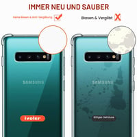 Priehľadný silikónový kryt ivoler pre Samsung Galaxy S10+ / S10 Plus, s nárazuvzdornou ochranou rohov, tenký flexibilný ochranný obal z TPU, odolný voči poškriabaniu 5