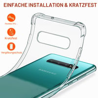 Priehľadný silikónový kryt ivoler pre Samsung Galaxy S10+ / S10 Plus, s nárazuvzdornou ochranou rohov, tenký flexibilný ochranný obal z TPU, odolný voči poškriabaniu 3