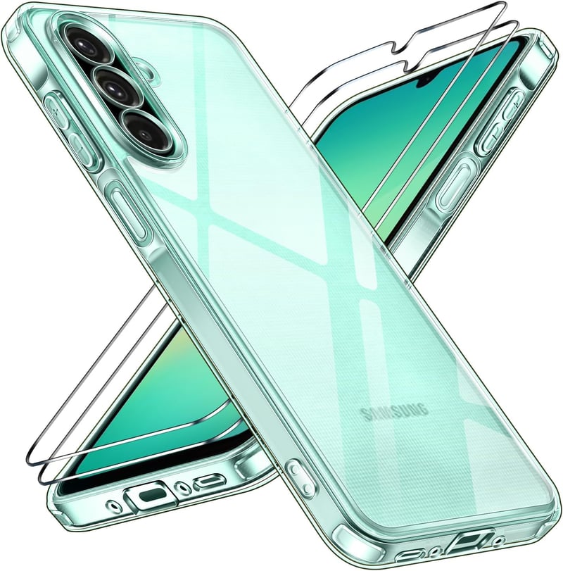ivoler Átlátszó Tok Samsung Galaxy A26 5G Telefonhoz - Sárgulásálló Védőtok 2db Edzett Üveg Védőfóliával, Katonai Szintű Ütésálló Védelem, V