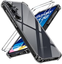 Priehľadný kryt ivoler pre Samsung Galaxy A55 5G, vrátane 2 kusov tvrdeného skla, odolný voči žltnutiu, so spevnenými rohmi proti nárazom, tenký ochranný kryt - čierny 1