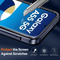Priehľadný kryt ivoler pre Samsung Galaxy A55 5G, vrátane 2 kusov tvrdeného skla, odolný voči žltnutiu, so spevnenými rohmi proti nárazom, tenký ochranný kryt - čierny 2