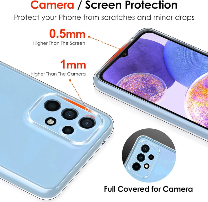 ivoler Átlátszó TPU Szilikon Tok Samsung Galaxy A23 5G Telefonhoz - Ütésálló Védőtok 3db Edzett Üveg Képernyővédővel, Karcálló Mobiltelefon 