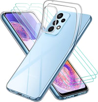 ivoler Átlátszó TPU Szilikon Tok Samsung Galaxy A23 5G Telefonhoz - Ütésálló Védőtok 3db Edzett Üveg Képernyővédővel, Karcálló Mobiltelefon  1