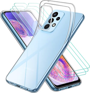 ivoler Prozirna TPU Silikonska maska za Samsung Galaxy A23 5G - Otporna na udarce Zaštitna maska s 3 komada kaljenog stakla za zaštitu zaslona, otporna na ogrebotine