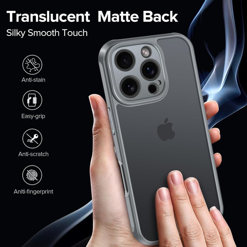 ivoler iPhone 16 Pro matt szilikon hátlap tok zöld, kamera lencsevédő, ütésálló, ujjlenyomat-álló, átlátszó