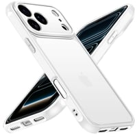 Husă ivoler mată pentru iPhone 17 Pro, rezistentă la șocuri conform standardelor militare, spate din policarbonat dur mat translucid, anti-amprentă, ramă subțire de protecție - Alb 1