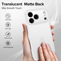 Husă ivoler mată pentru iPhone 17 Pro, rezistentă la șocuri conform standardelor militare, spate din policarbonat dur mat translucid, anti-amprentă, ramă subțire de protecție - Alb 5