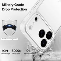 Husă ivoler mată pentru iPhone 17 Pro, rezistentă la șocuri conform standardelor militare, spate din policarbonat dur mat translucid, anti-amprentă, ramă subțire de protecție - Alb 2