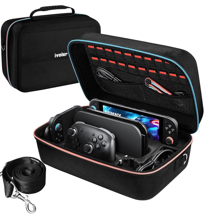 ivoler Nintendo Switch 2 kemény hordtáska, védőtok konzolhoz és kiegészítőkhöz - 7.9", Black