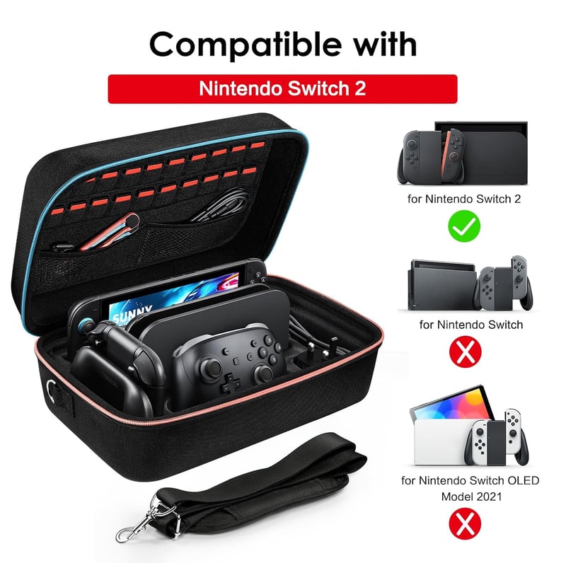 ivoler Nintendo Switch 2 kemény hordtáska, védőtok konzolhoz és kiegészítőkhöz - 7.9", Black
