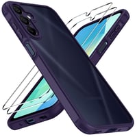 ivoler kryt pre Samsung Galaxy A16 4G / A16 5G s 2 ks tvrdeného skla, vojenská úroveň odolnosti voči nárazom, ochrana fotoaparátu, matný polopriehľadný, odolný voči odtlačkom prstov, fialový 1