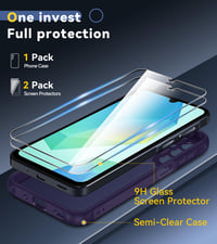 ivoler kryt pre Samsung Galaxy A16 4G / A16 5G s 2 ks tvrdeného skla, vojenská úroveň odolnosti voči nárazom, ochrana fotoaparátu, matný polopriehľadný, odolný voči odtlačkom prstov, fialový 2