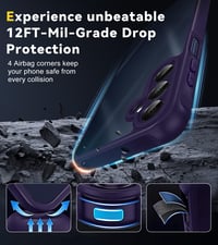 ivoler kryt pre Samsung Galaxy A16 4G / A16 5G s 2 ks tvrdeného skla, vojenská úroveň odolnosti voči nárazom, ochrana fotoaparátu, matný polopriehľadný, odolný voči odtlačkom prstov, fialový 4
