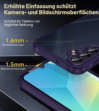 ivoler kryt pre Samsung Galaxy A16 4G / A16 5G s 2 ks tvrdeného skla, vojenská úroveň odolnosti voči nárazom, ochrana fotoaparátu, matný polopriehľadný, odolný voči odtlačkom prstov, fialový 3