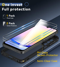 ivoler Samsung Galaxy A26 5G Tok Katonai Védelemmel + 2db Edzett Üveg, Ütésálló Kameravédő Telefontok, Matt Áttetsző Hátlap, Ujjlenyomatment 2