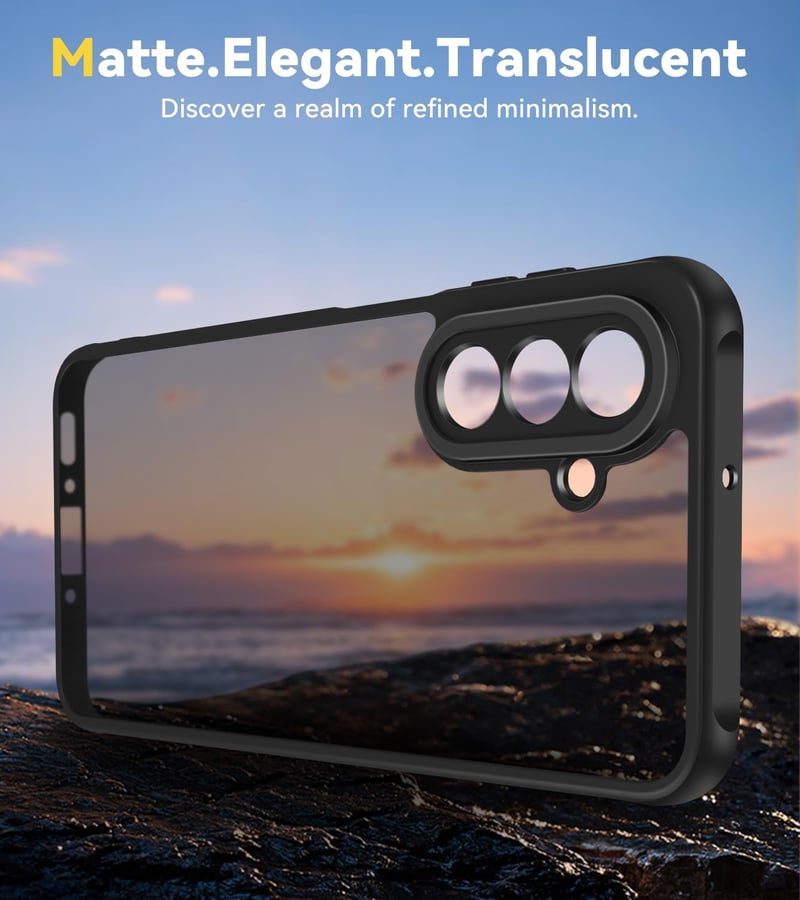ivoler Samsung Galaxy A26 5G Tok Katonai Védelemmel + 2db Edzett Üveg, Ütésálló Kameravédő Telefontok, Matt Áttetsző Hátlap, Ujjlenyomatment