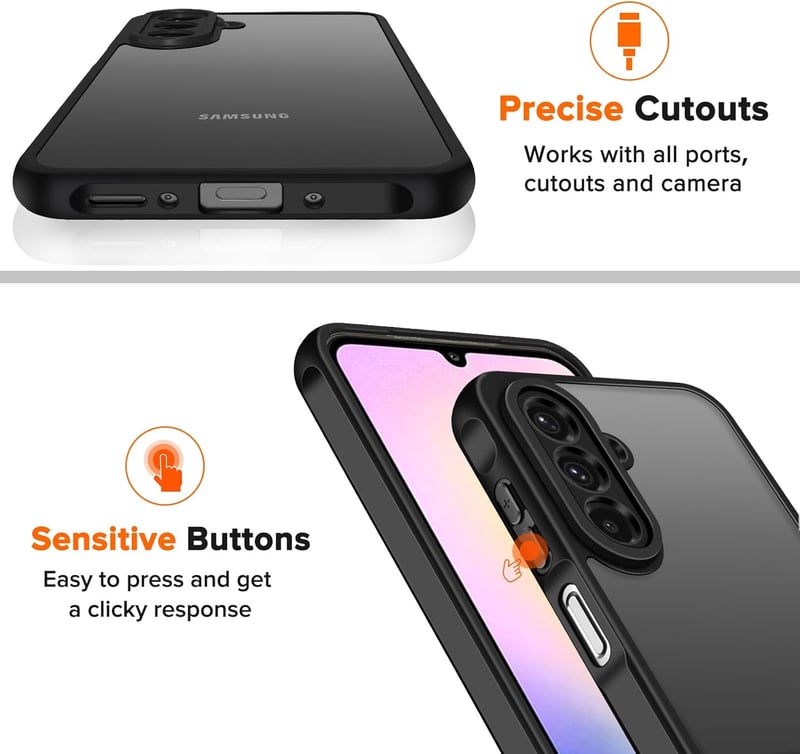 ivoler Samsung Galaxy A26 5G Tok Katonai Védelemmel + 2db Edzett Üveg, Ütésálló Kameravédő Telefontok, Matt Áttetsző Hátlap, Ujjlenyomatment