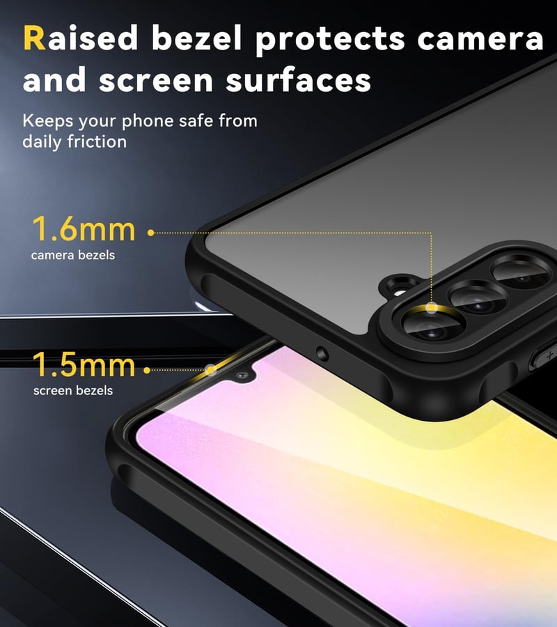 ivoler Samsung Galaxy A26 5G Tok Katonai Védelemmel + 2db Edzett Üveg, Ütésálló Kameravédő Telefontok, Matt Áttetsző Hátlap, Ujjlenyomatment