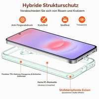 ivoler Priehľadný kryt na Samsung Galaxy A37 5G, zelený – ochrana proti žltnutiu, nárazuvzdorné rohy, 3 ks tvrdené sklo, vojenská úroveň ochrany, tenký priehľadný zadný kryt 3