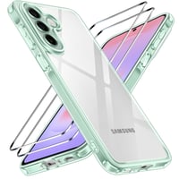 ivoler Priehľadný kryt na Samsung Galaxy A37 5G, zelený – ochrana proti žltnutiu, nárazuvzdorné rohy, 3 ks tvrdené sklo, vojenská úroveň ochrany, tenký priehľadný zadný kryt 1