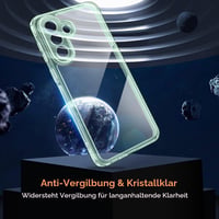 ivoler Priehľadný kryt na Samsung Galaxy A37 5G, zelený – ochrana proti žltnutiu, nárazuvzdorné rohy, 3 ks tvrdené sklo, vojenská úroveň ochrany, tenký priehľadný zadný kryt 4