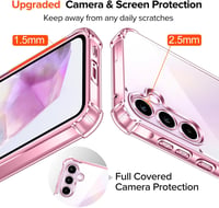 iVoler Samsung Galaxy A55 5G Átlátszó Védőtok - Lila TPU Puha Kerettel, Ütésálló Kialakítás, 2db Edzett Üveg Képernyővédővel 6