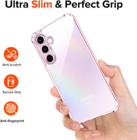 iVoler Samsung Galaxy A55 5G Átlátszó Védőtok - Lila TPU Puha Kerettel, Ütésálló Kialakítás, 2db Edzett Üveg Képernyővédővel 8