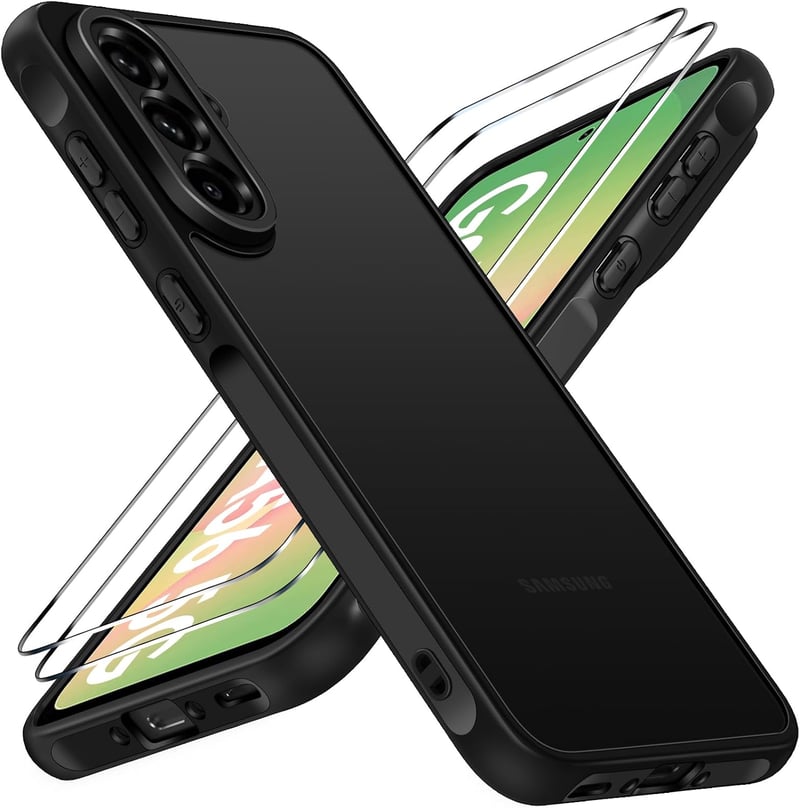 iVoler Samsung Galaxy A56 5G Tok Katonai Védelemmel + 2db Edzett Üveg, Kameravédő, Mattított Hátlap, Ujjlenyomatmentes Védőtok