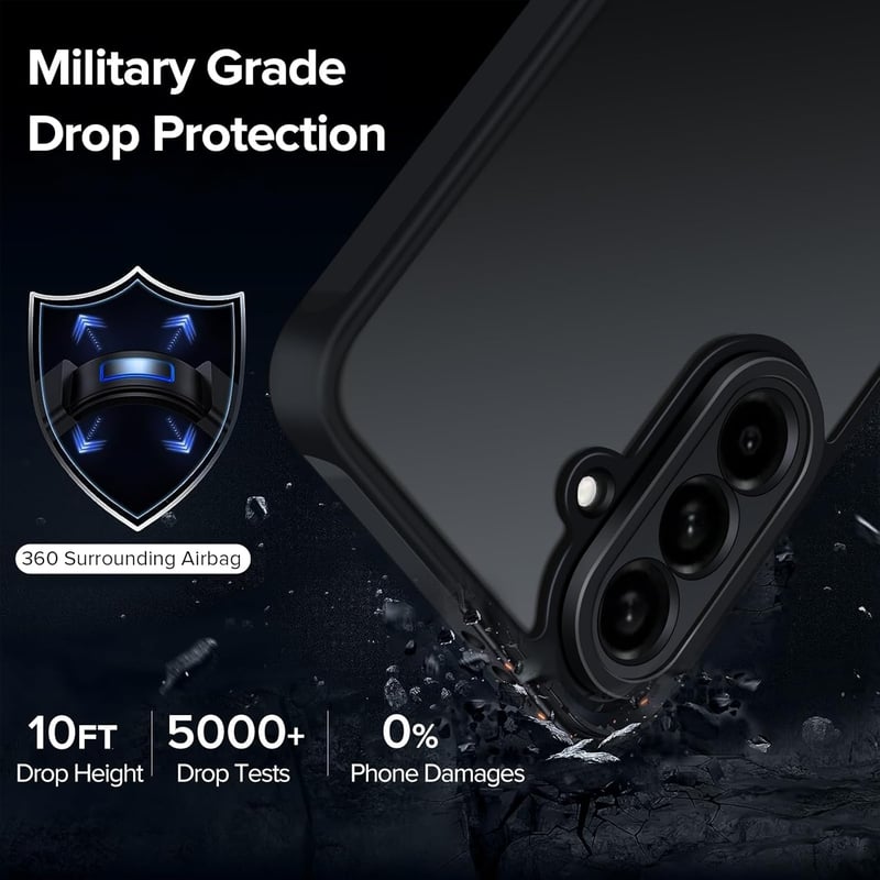iVoler Samsung Galaxy A56 5G Tok Katonai Védelemmel + 2db Edzett Üveg, Kameravédő, Mattított Hátlap, Ujjlenyomatmentes Védőtok