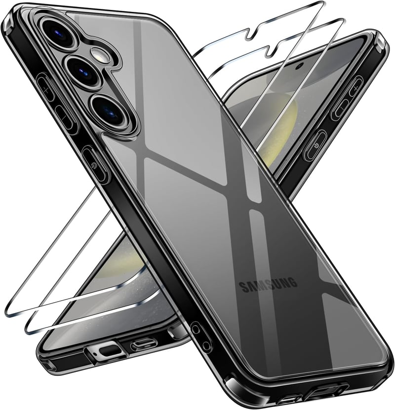ivoler Samsung Galaxy S24 5G átlátszó tok, katonai védelemmel, 2 edzett üveggel - Samsung Galaxy S24 5G, black