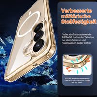 ivoler kryt na Samsung Galaxy S26, zlatý, magnetické priehľadné puzdro kompatibilné s MagSafe s vojenským štandardom ochrany proti nárazom + 2 ks tvrdené sklo 6