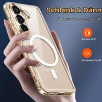 ivoler kryt na Samsung Galaxy S26, zlatý, magnetické priehľadné puzdro kompatibilné s MagSafe s vojenským štandardom ochrany proti nárazom + 2 ks tvrdené sklo 8