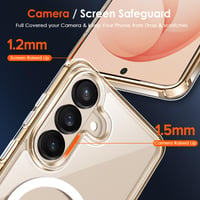ivoler kryt na Samsung Galaxy S26, zlatý, magnetické priehľadné puzdro kompatibilné s MagSafe s vojenským štandardom ochrany proti nárazom + 2 ks tvrdené sklo 7