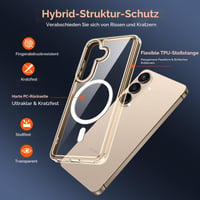 ivoler kryt na Samsung Galaxy S26, zlatý, magnetické priehľadné puzdro kompatibilné s MagSafe s vojenským štandardom ochrany proti nárazom + 2 ks tvrdené sklo 3