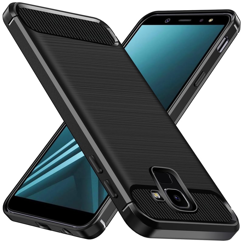 ivoler silikónový obal pre Samsung Galaxy A6 2018, vojenská ochrana, odolný voči nárazom, tenký, flexibilné TPU, odolný voči poškriabaniu, ochranný kryt proti odtlačkom prstov, čierny