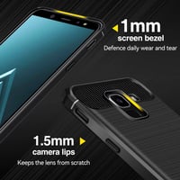 ivoler silikónový obal pre Samsung Galaxy A6 2018, vojenská ochrana, odolný voči nárazom, tenký, flexibilné TPU, odolný voči poškriabaniu, ochranný kryt proti odtlačkom prstov, čierny 3