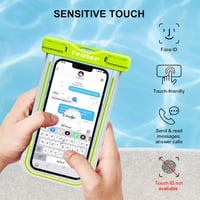 ivoler Vízálló Mobiltelefon Tok Szett (2db) - Univerzális Porálló Védőtok iPhone, Samsung, Huawei Készülékekhez, 6.7 Hüvelykig (Zöld + Rózsa 9