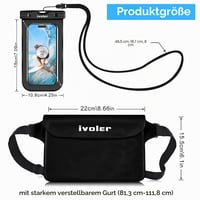 ivoler Vodotesná ľadvinka a puzdro na telefón, set 2 v 1, vodotesná taška cez pás s puzdrom na mobil na kajakovanie, plávanie, rafting, rybárčenie a na pláž 2