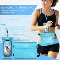 ivoler Vízálló Övtáska Mobiltelefon Tokkal - Univerzális Strandtáska Vízi Sportokhoz, Úszáshoz, Hajózáshoz, Világoskék 8