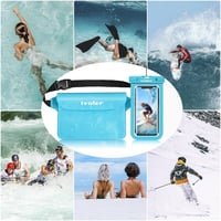 ivoler Vízálló Övtáska Mobiltelefon Tokkal - Univerzális Strandtáska Vízi Sportokhoz, Úszáshoz, Hajózáshoz, Világoskék 9