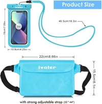 ivoler Vízálló Övtáska Mobiltelefon Tokkal - Univerzális Strandtáska Vízi Sportokhoz, Úszáshoz, Hajózáshoz, Világoskék 2