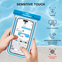 ivoler Vodotesné puzdro na telefón 2 ks IPX8 univerzálne puzdro na mobil pre iPhone Samsung Huawei Xiaomi do 6,9 palca čierne a modré 8