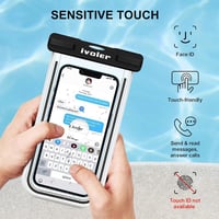 Husă impermeabilă pentru telefon iVoler, 2 bucăți, IPX8, geantă uscată universală fluorescentă pentru iPhone Samsung, 6.2", Negru 6