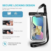 Husă impermeabilă pentru telefon iVoler, 2 bucăți, IPX8, geantă uscată universală fluorescentă pentru iPhone Samsung, 6.2", Negru 4