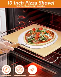 Paletă de pizza argintie Ixydor cu mâner din lemn și lamă din oțel inoxidabil perforat, pentru pizza, pâine, prăjituri și torturi, cu agățătoare 6