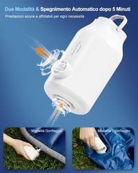 Pompă de aer electrică cu acumulator iyes.top pentru saltele gonflabile, saci de vidat, cu 5 duze, funcție de dezumflare, pentru colace de înot, cu lampă de camping 8