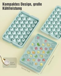 iyes.top Okrugli kalup za led s poklopcem i spremnikom – 3 složiva kalupa, 99 malih kuglica leda za viski, koktele, kavu – Lako za vađenje 4
